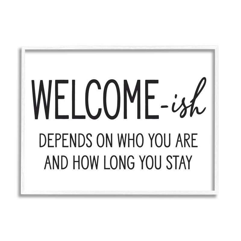 Panneau d'entrée amusant Welcome-Ish, H 16 po x l 20 po x P 1,5 po, Giclée encadrée blanc bord de mer
