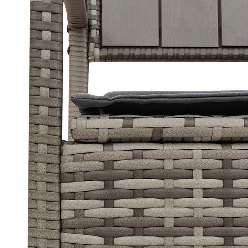 Banc de rangement pour patio avec coussin en rotin de polyester, Gris, Gris foncé