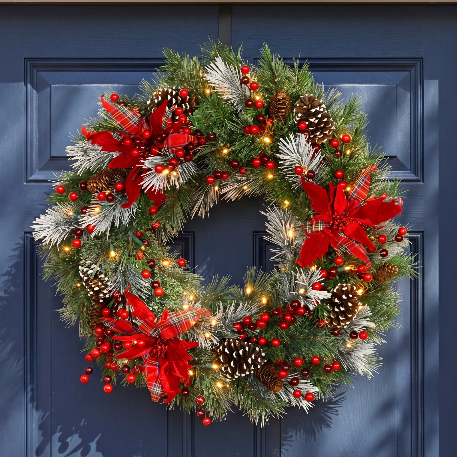 Pre-Lit Wreath, 30" H x 30" W x 6" D