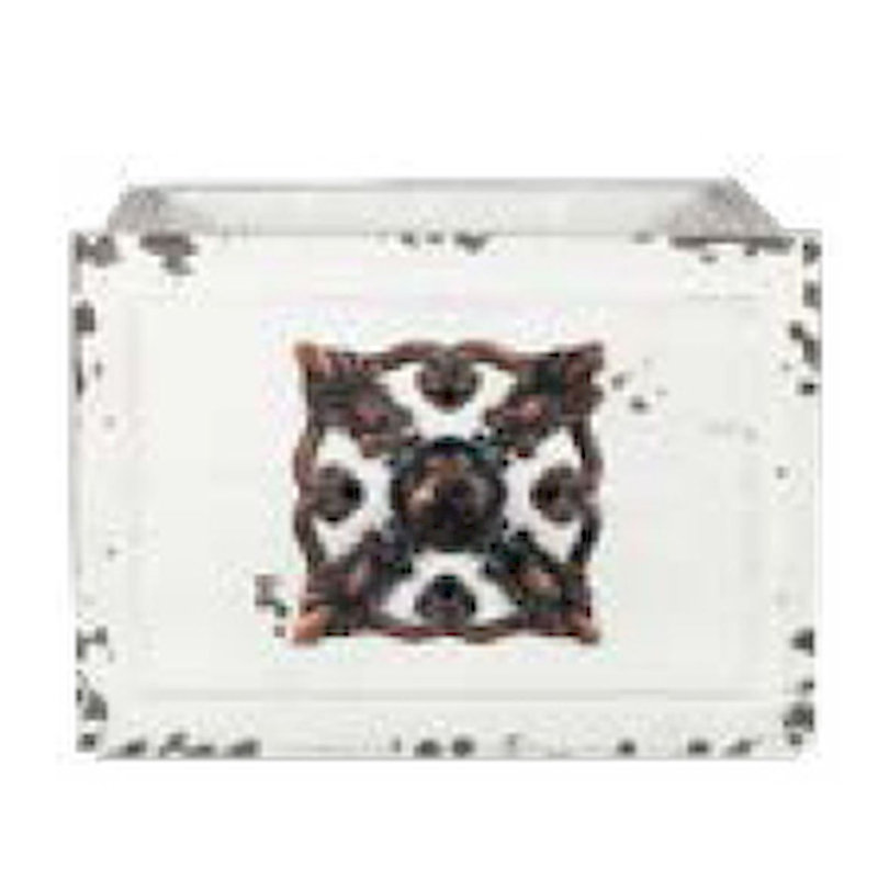 Fleur De Lis Living Solid Wood Container, 5.55" H x 7.25" W x  7.25" D