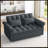 Loveseats Sofa Bed With Pull-Out Bed,Adjsutable Back-DARK GREY