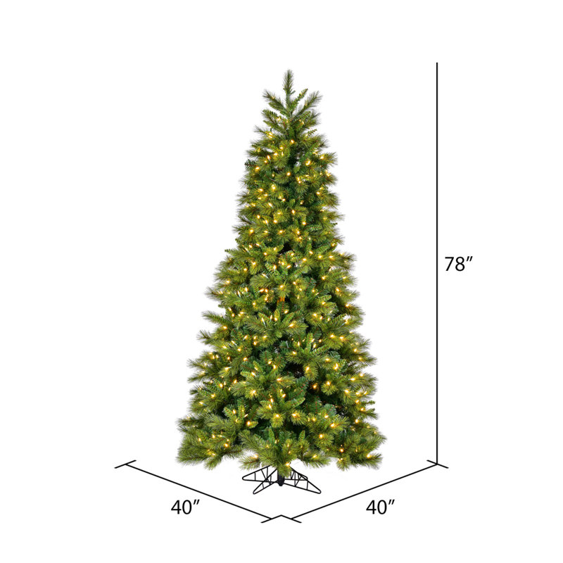 Vickerman Brighton Pine Artificial Christmas Tree Lighted Artificial Pine Christmas Tree, Warm White, 6.5' H