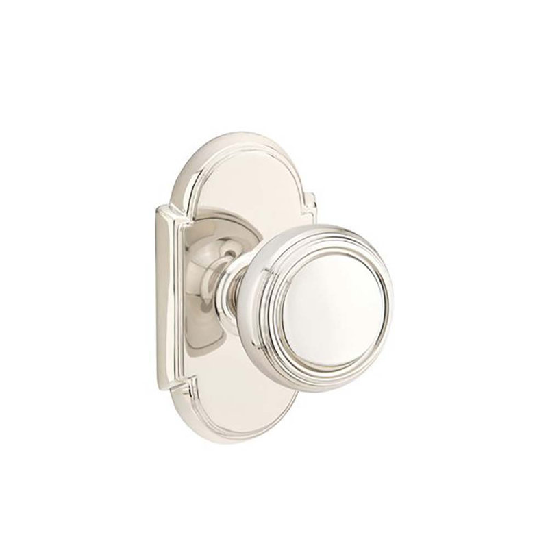 Ensemble de faux boutons Emtek avec rosette n ° 8 et bouton Norwich, Nickel poli