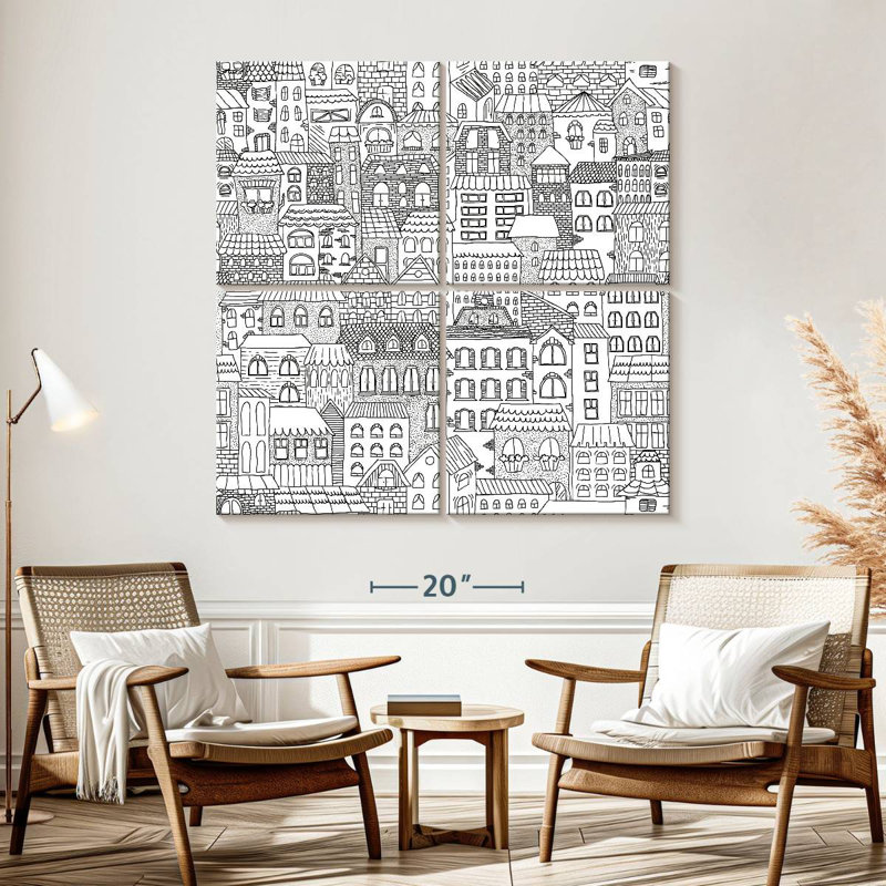 Lilie Houses In Town, 57" H x 57" W