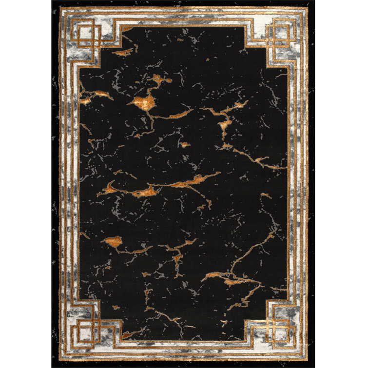 Monaco Series Abrstract Black/Gray/Ivory/Beige Area Rug