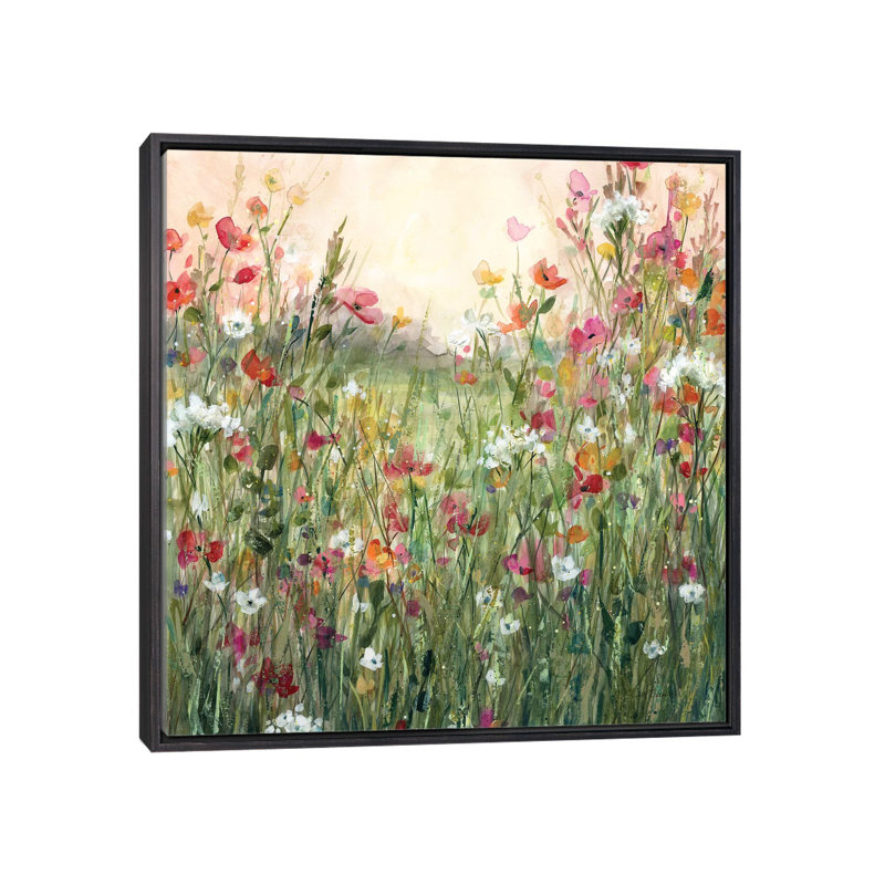 «Spring in Full Bloom» par Carol Robinson - reproduction imprimée, H 26 po x l 26 po x P 1,5 po, Toile avec cadre noir patiné