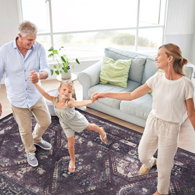 Washable Rug 3X5 Area Rug (3' X 5')Non-Slip, Non-Shedding Low-Pile Rug Perfect For Living Room, Bedroom, Kitchen And High-Traffic Areas