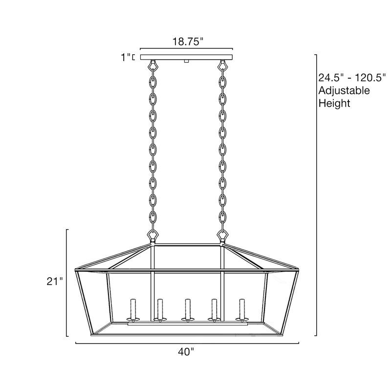 Lustre rectangulaire à 5 lumières Soka