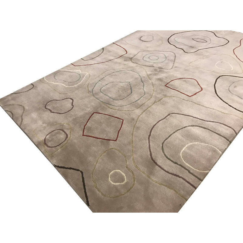 Himalayan Wool Abstract Area Rug in Gray