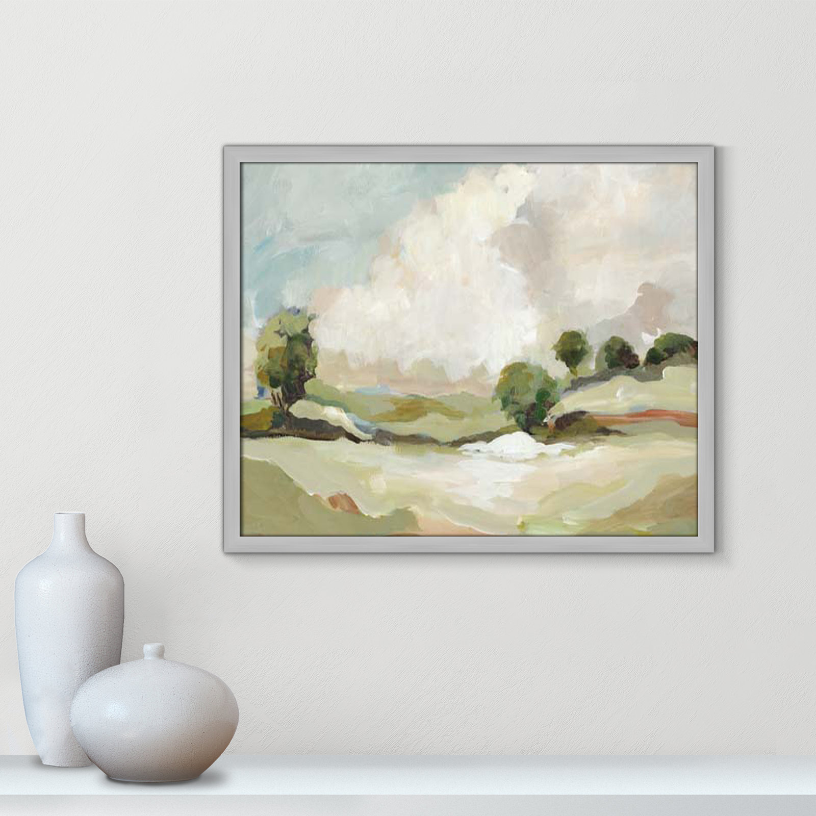 Pastoral Land by Allison Pearce, Silver, 21.5" H x 25.5" W x 1.25" D