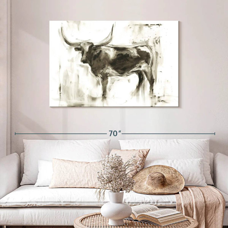 Longhorn Study I, 30" H x 45" W
