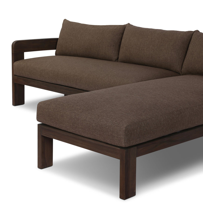 Jackson Outdoor 2PC Sectional-LAF Chaise-Ellor Brown, Ellor Brown, Stained Saddle Brown, Right Hand Facing