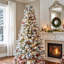 Arbre de Noël artificiel pré-éclairé enneigé, sapin de Noël artificiel à charnières-1557573167