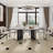 Jahiel 78" Modern Retangular Dining Table for 8-10, Glossy Grey Faux Marble Table top, Stainless Steel Legs