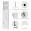Grande armoire de salle de bain blanche, armoire de rangement autoportante avec 3 tiroirs et tablette réglable, panneau de fibres à densité moyenne avec finition peinte