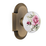 Cottage Plate with White Rose Porcelain Door Knob