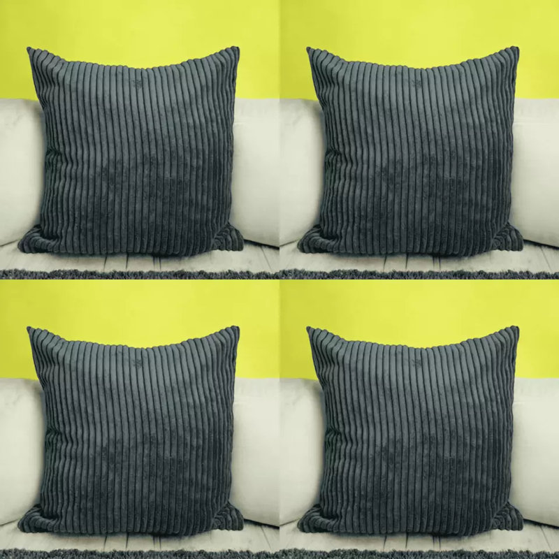 Rodrekus Indoor / Outdoor Grey Square Throw Cushion Cover Pack Of 4