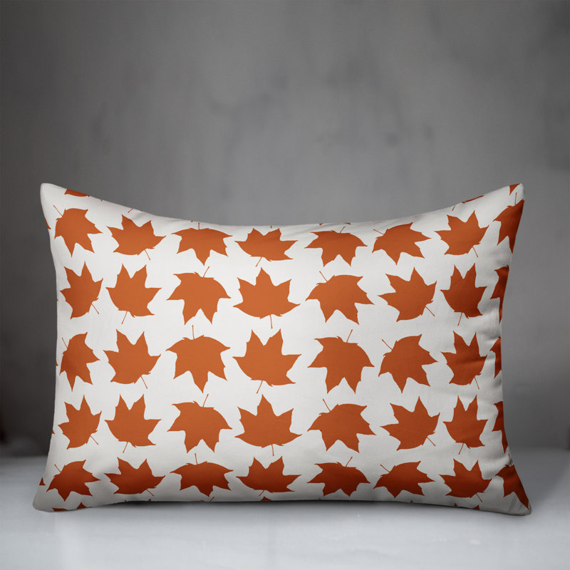  Housse de coussin lombaire à motif de feuilles, Blanc