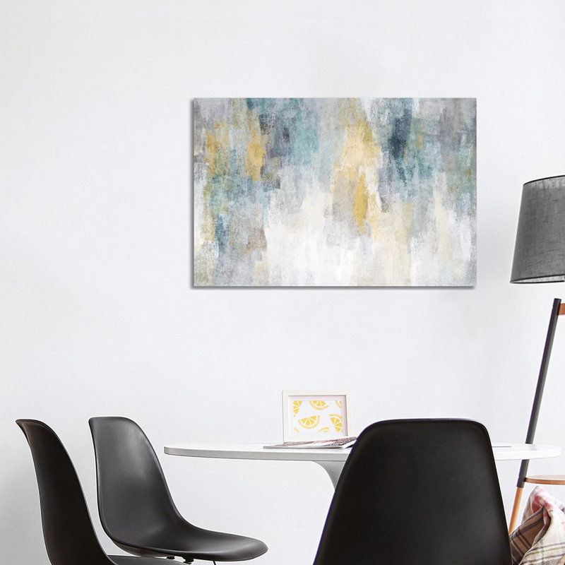 «Blue and Yellow Expression I» - Estampe numérique sur toile tendue avec châssis, H 26 po x l 40 po x 1,5 po