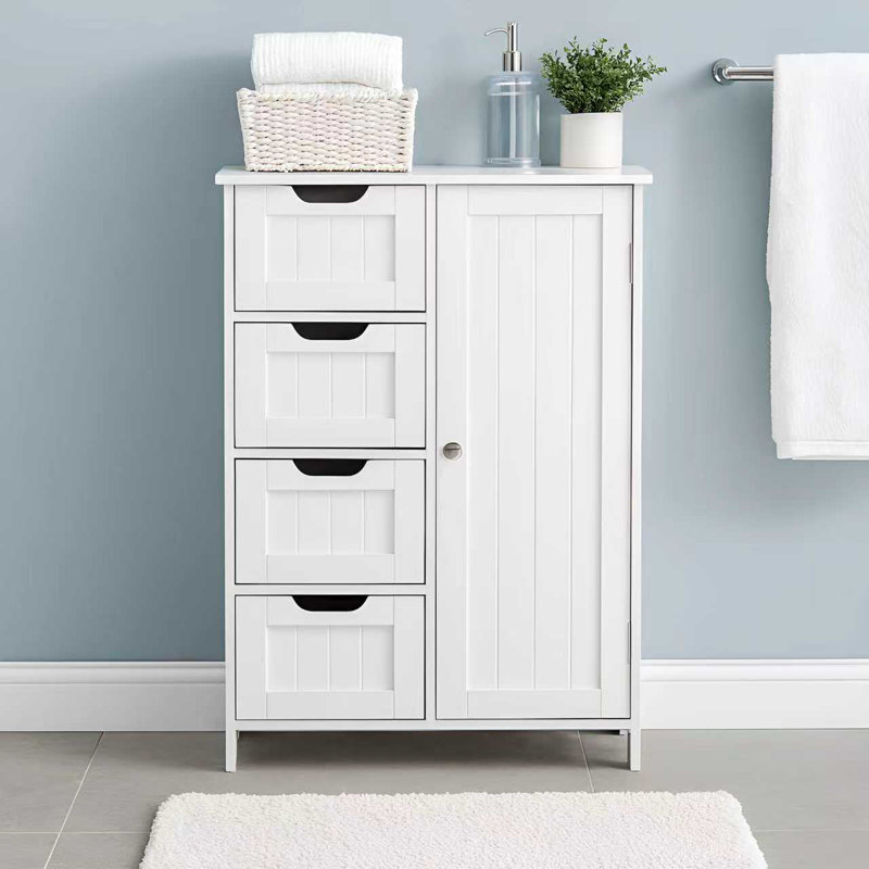 Bathroom Cabinet Floor Storage Cabinet With Adjustable Shelf And Drawers