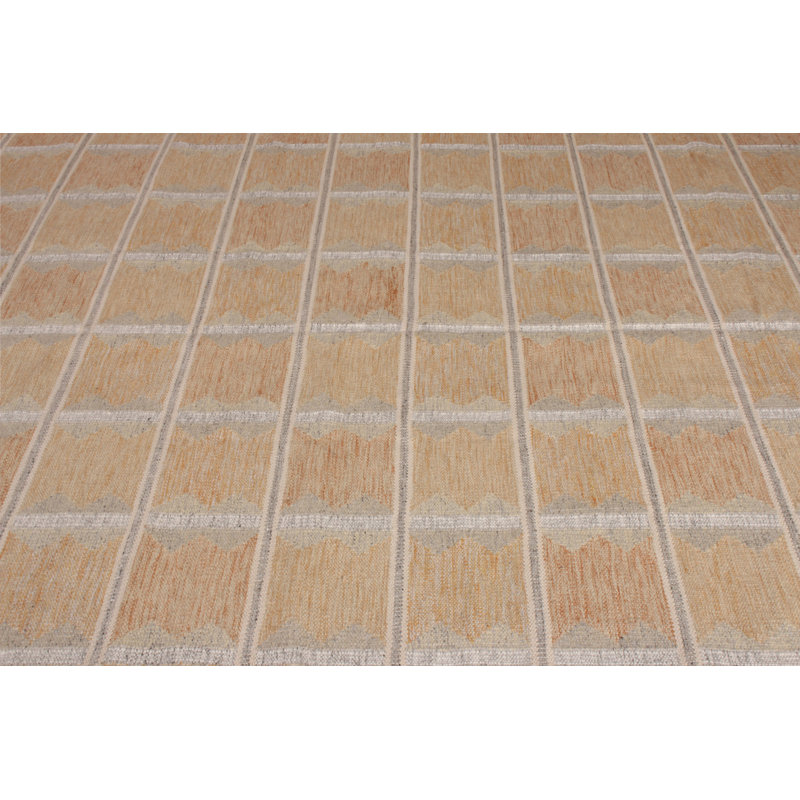 Scandinavian Style Flat-Weave Gray Blue Geometric Pattern By Rug & Kilim, Rectangle 14' x 20'