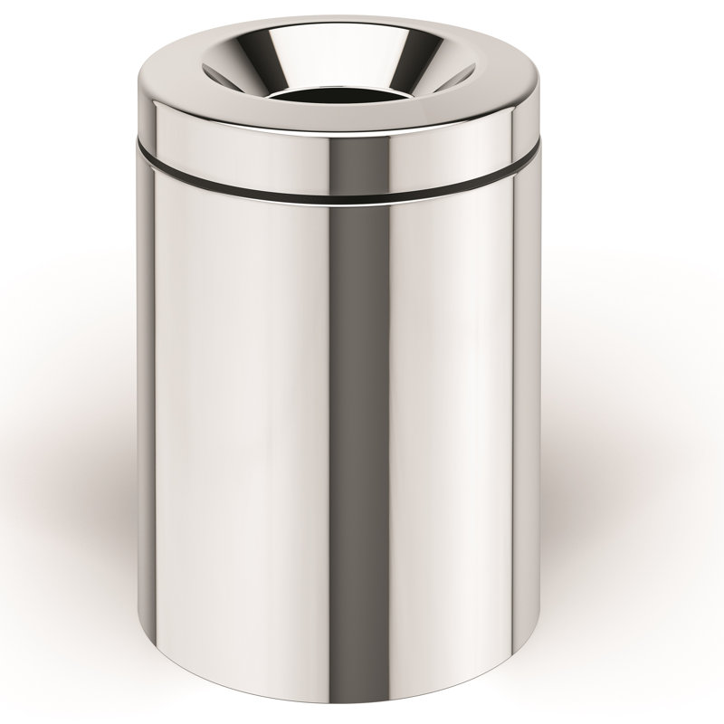 Basket 1.6 Gallon Trash Can, Polished Chrome