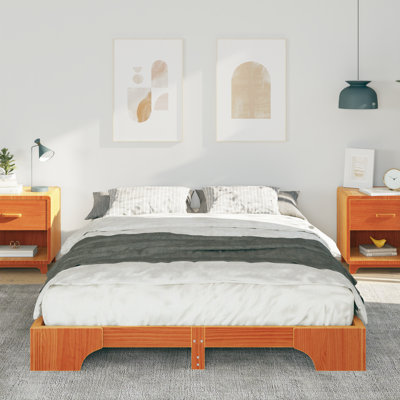 Floor Bed Frame With Storage Wood