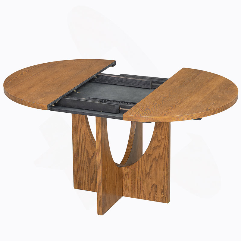 Ensemble de table de salle à manger extensible 5 pièces avec rallonge amovible pour petits espaces, Beige, Noyer