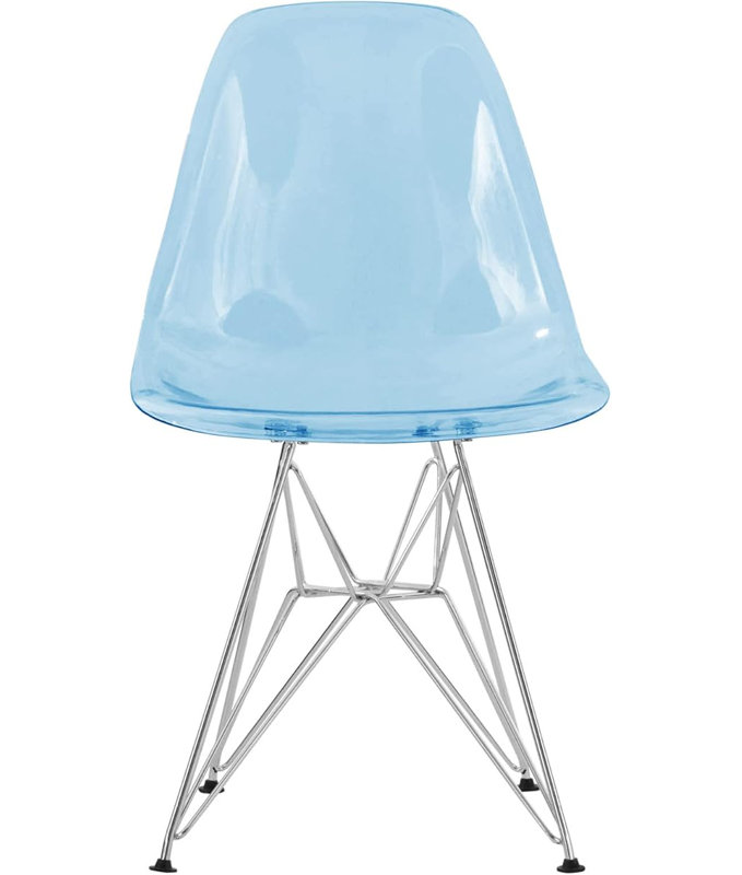 Blue Color Molded Side Chair, Chrome