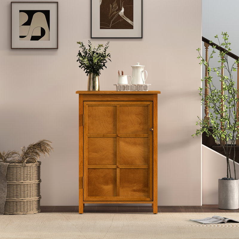 Armoire de plancher de style Mid-Century moderne de 34 po avec portes et tablette réglable, Noyer
