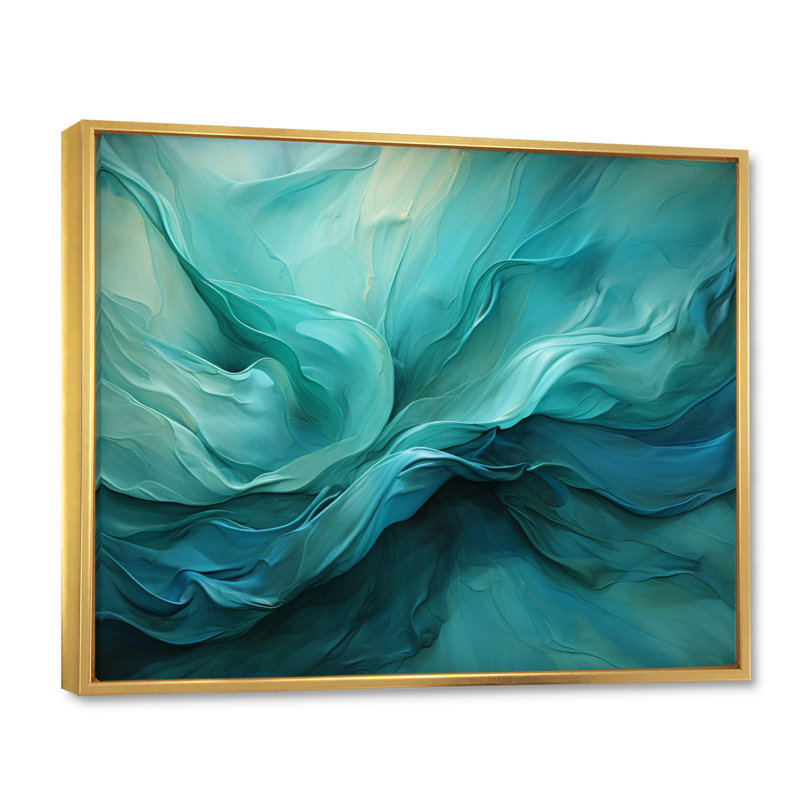 Turquoise Tranquility V - paysages abstraits, impressions sur toile, Reproduction avec cadre flottant, H 34 po x l 44 po