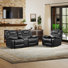 2-Piece Classic Faux Leather Living Room Set With Reclining Loveseat & Chair, Console With Cup Holders & Storage