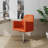 Pelo Modern Vegan Leather Upholstered Metal Swivel Armchair in Orange-1234627464