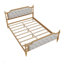 Structure de lit en bois massif de style traditionnel avec tête de lit tapissier capitonnée, aucun sommier nécessaire, taille de lit grand, base de lit-1874798115