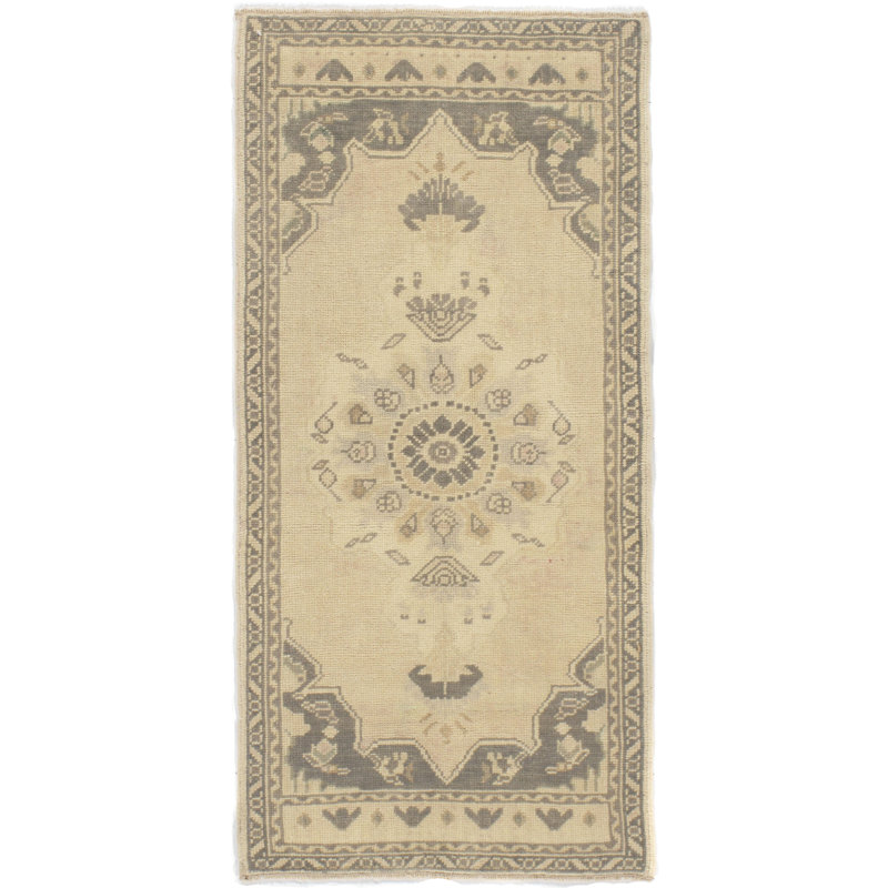 One-of-a-Kind 1'10 X 3'10 1950s Wool Area Rug Tan