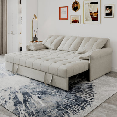 91  Convertible Sofa Couch With Pull Out Couch Bed, Sleeper Sofa Bed  , Apartment, Chenille Fabriccolor: