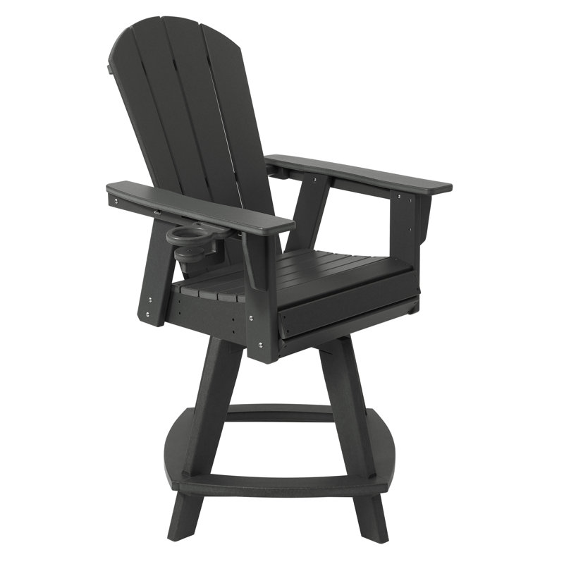 Chaise de comptoir pivotante avec porte-gobelet Adirondack, Gray, 24.5"