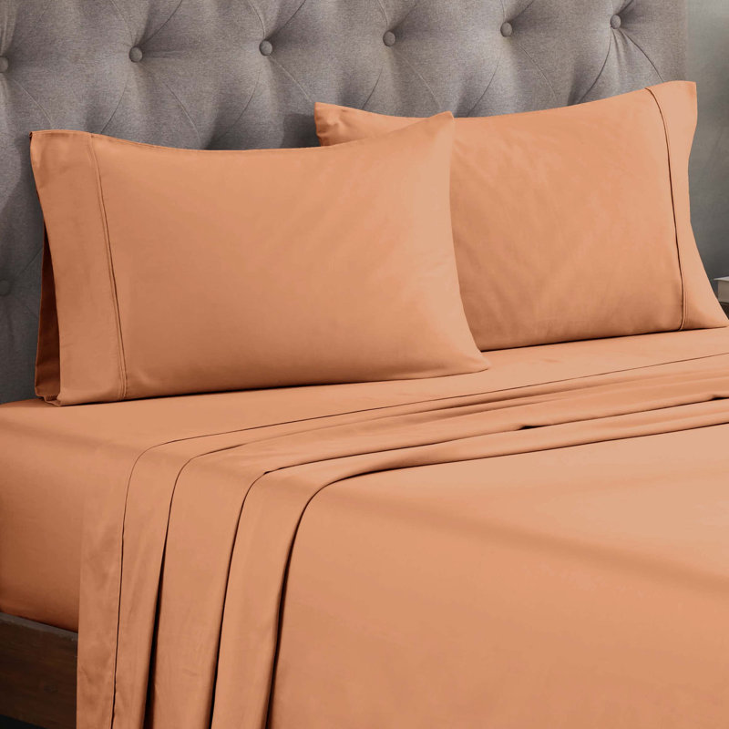 300 Thread Count Certified Egyptian Cotton Blend Solid Deep Pocket Bed Sheet Set, Twin Sheet Set, Beige