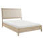 Structure de grand lit de style classique, bouton de finition beige - tête de lit tapissier en similicuir et rails pour la chambre à coucher, espace de style captivant et enchanteur