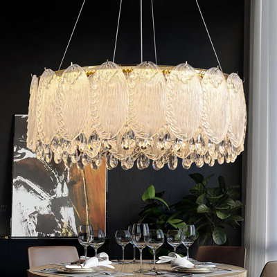 23.5" Crystal Round Chandelier Gold