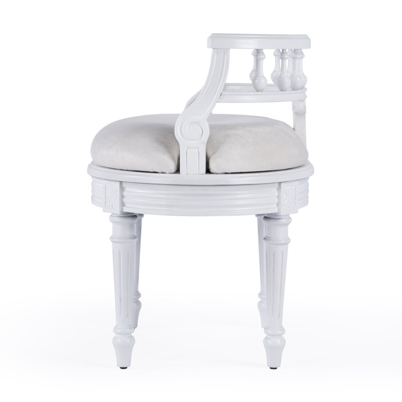 Jules Upholstered Vanity Stool, White