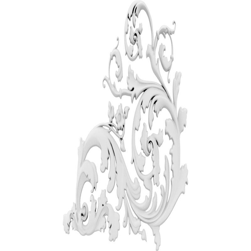 Fairfield Rosette Applique, 10" H x 5" L x 63" D, Droite