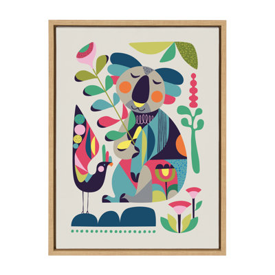 Mid Century Modern Koala by Rachel Lee 3 Birdies Studio Framed Canvas Wall Art Print