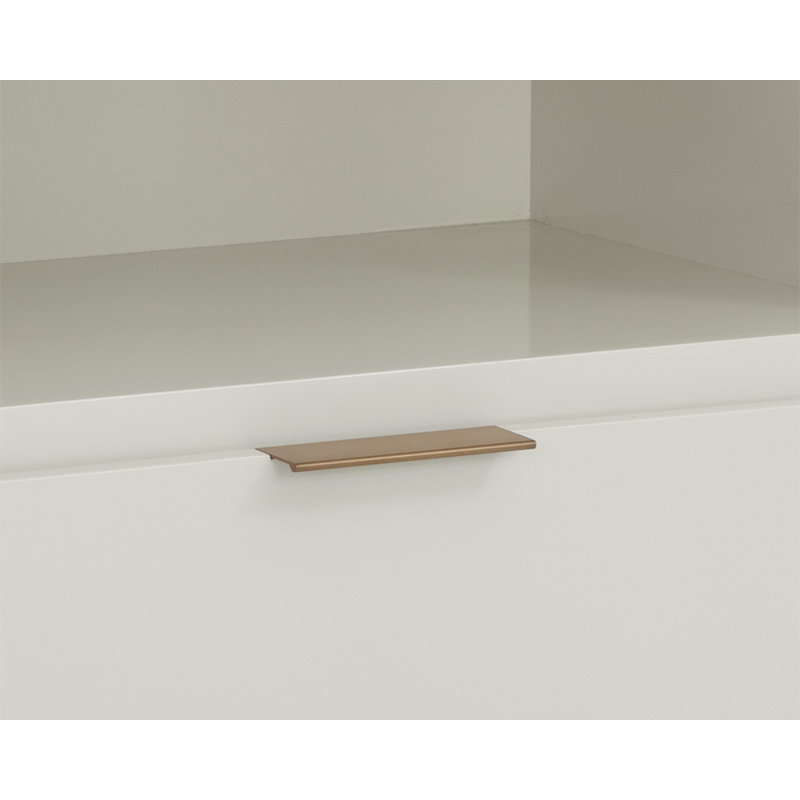 High Gloss Cream and Gold 1-Drawer Nightstand