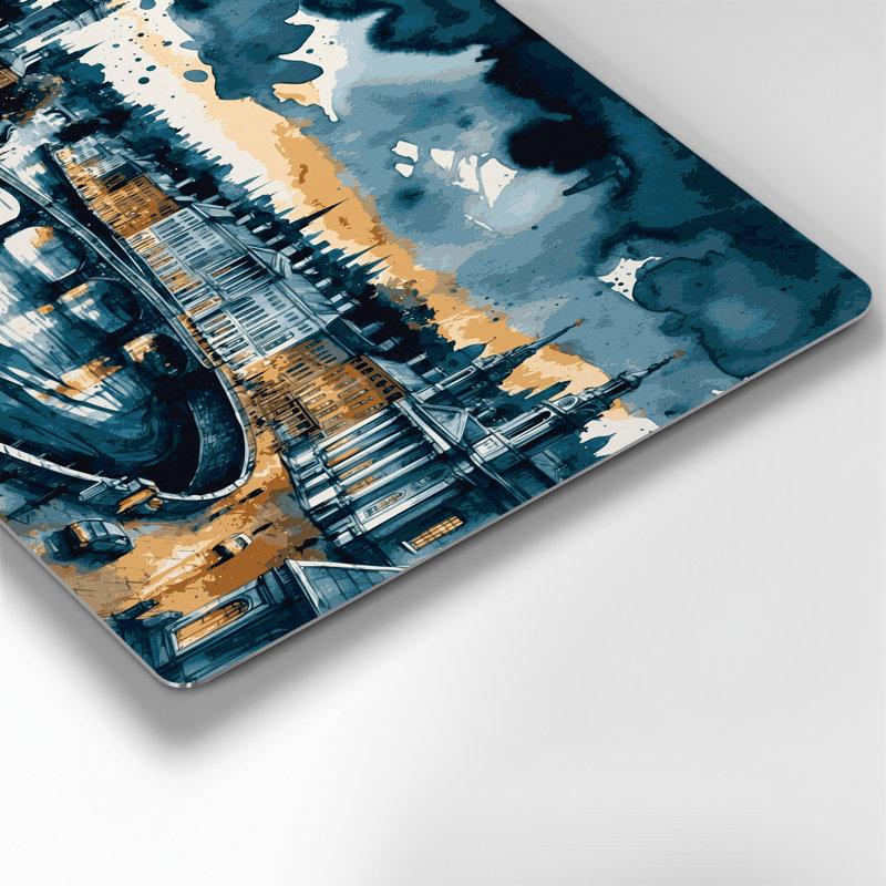 Cities Dublin Ireland Blue Metal Wall Art, 144" H x 216" W x 0.05" D
