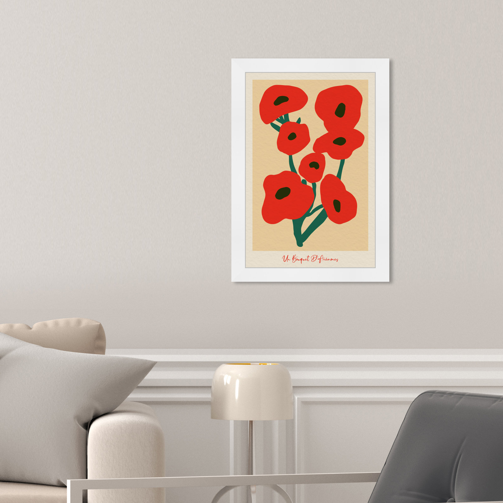Modern Red Flower Bouquet by Oliver Gal, 17" H x 12" W, White