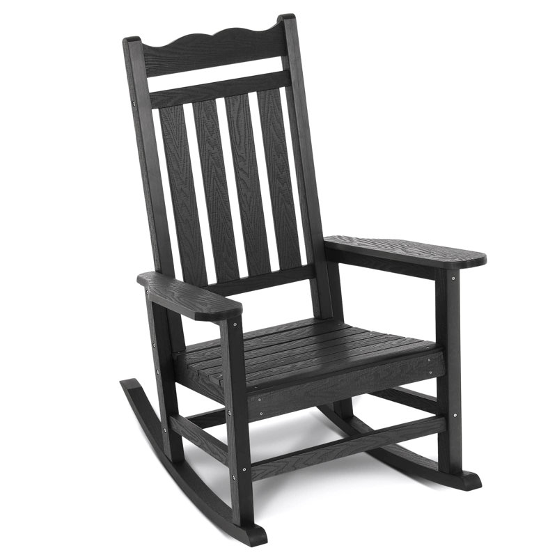 Chaise berçante d'extérieur Lisann, Noir