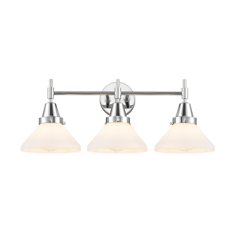 Gayle 3 - Light Dimmable Vanity Light, White, 4 Watt Vintage LED Bulb, Polished Chrome