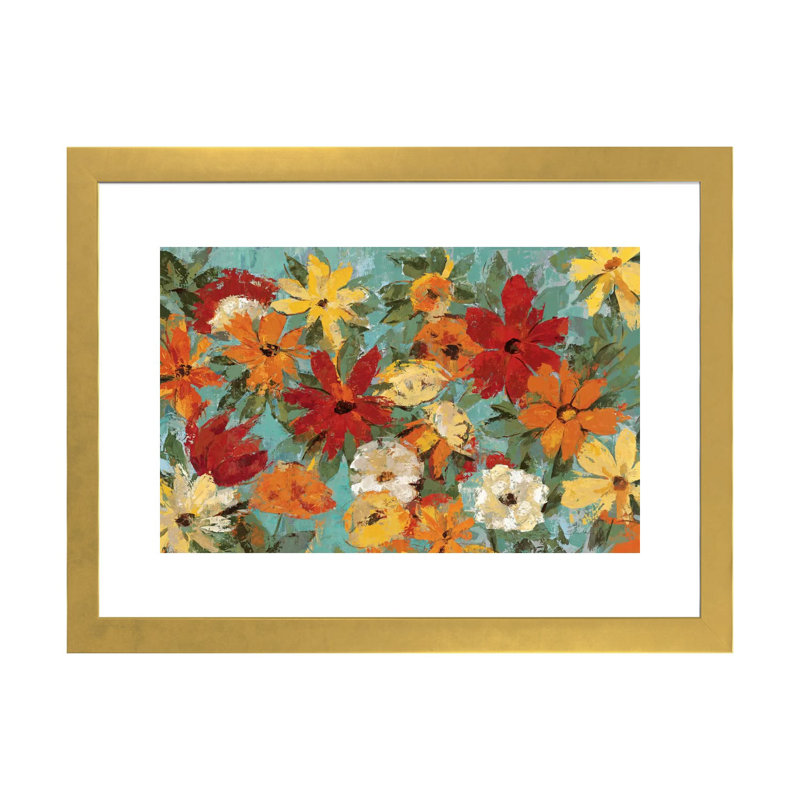 «Bright Expressive Garden» par Silvia Vassileva - reproduction d'art, H 24 po x l 32 po x P 1 po, Papier encadré doré, Blanc
