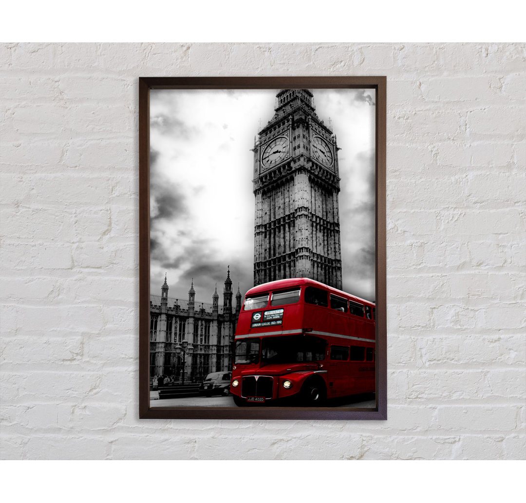 Roter Londoner Bus Big Ben B N W - Einzelner Bilderrahmen Kunstdrucke auf Leinwand